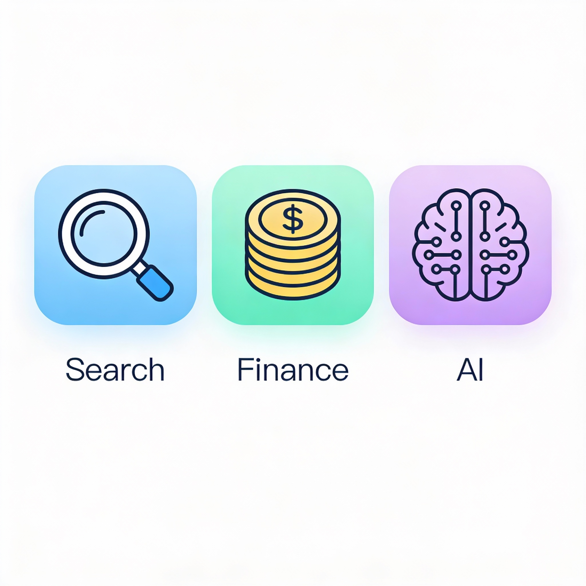 FAQ icons for SEO, AI, finance questions