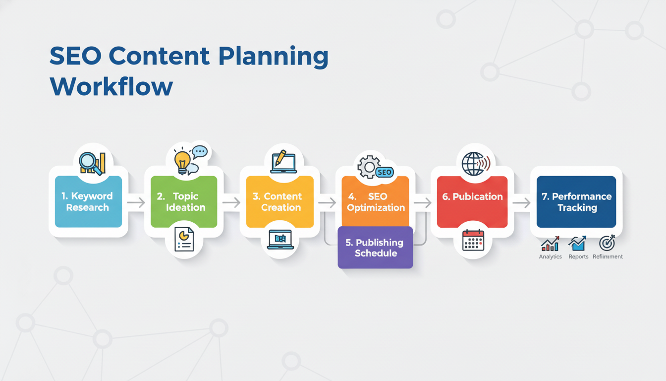 Various digital tools and charts representing content strategy and planning