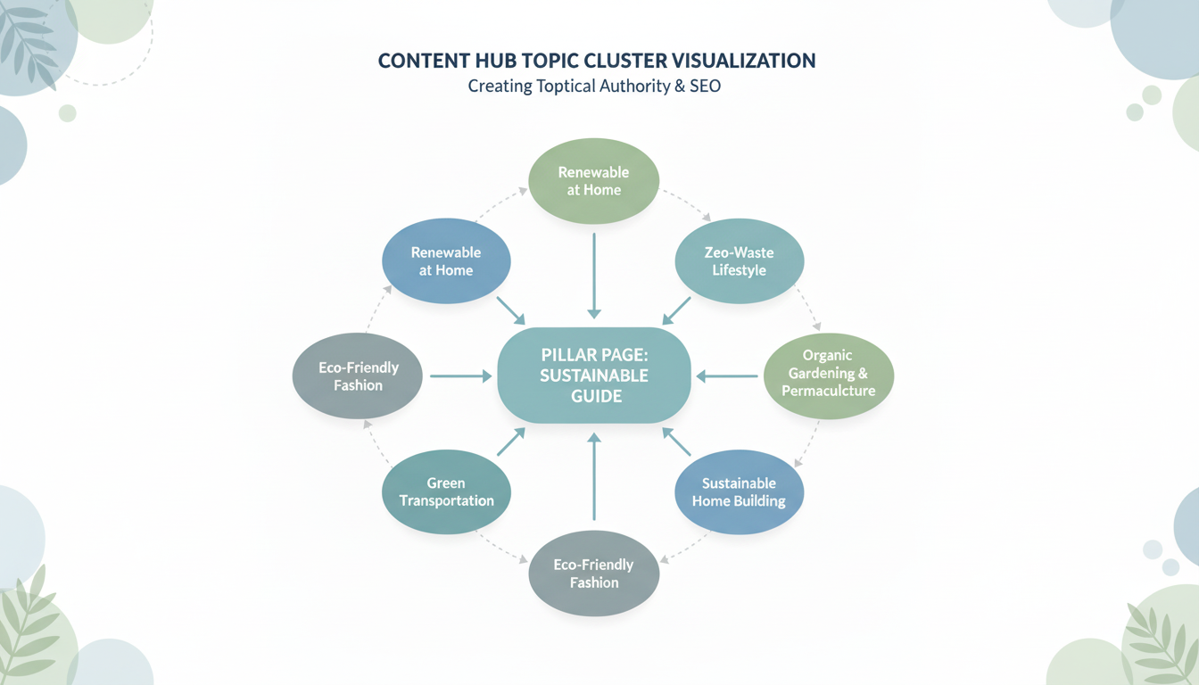 Interconnected network of glowing nodes, symbolizing internal links and content relationships