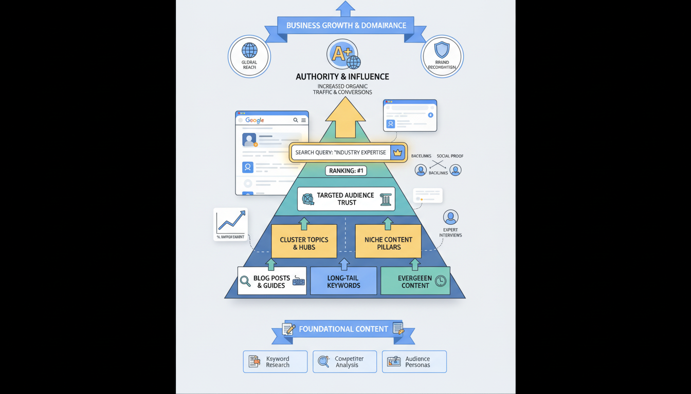 A focused spotlight illuminates a single target in a dark, expansive space, symbolizing a niche content strategy.