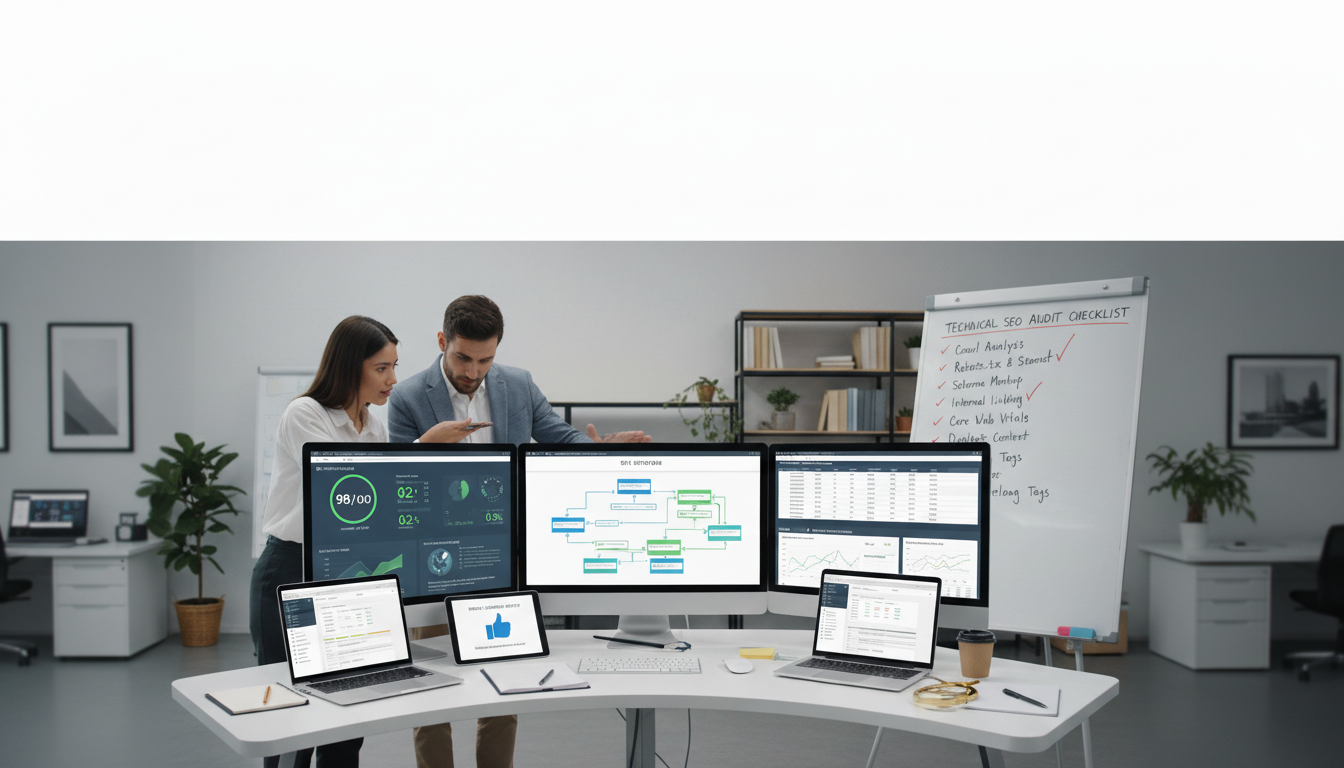 Technical SEO audit checklist with focus on crawlability, indexability, and site architecture