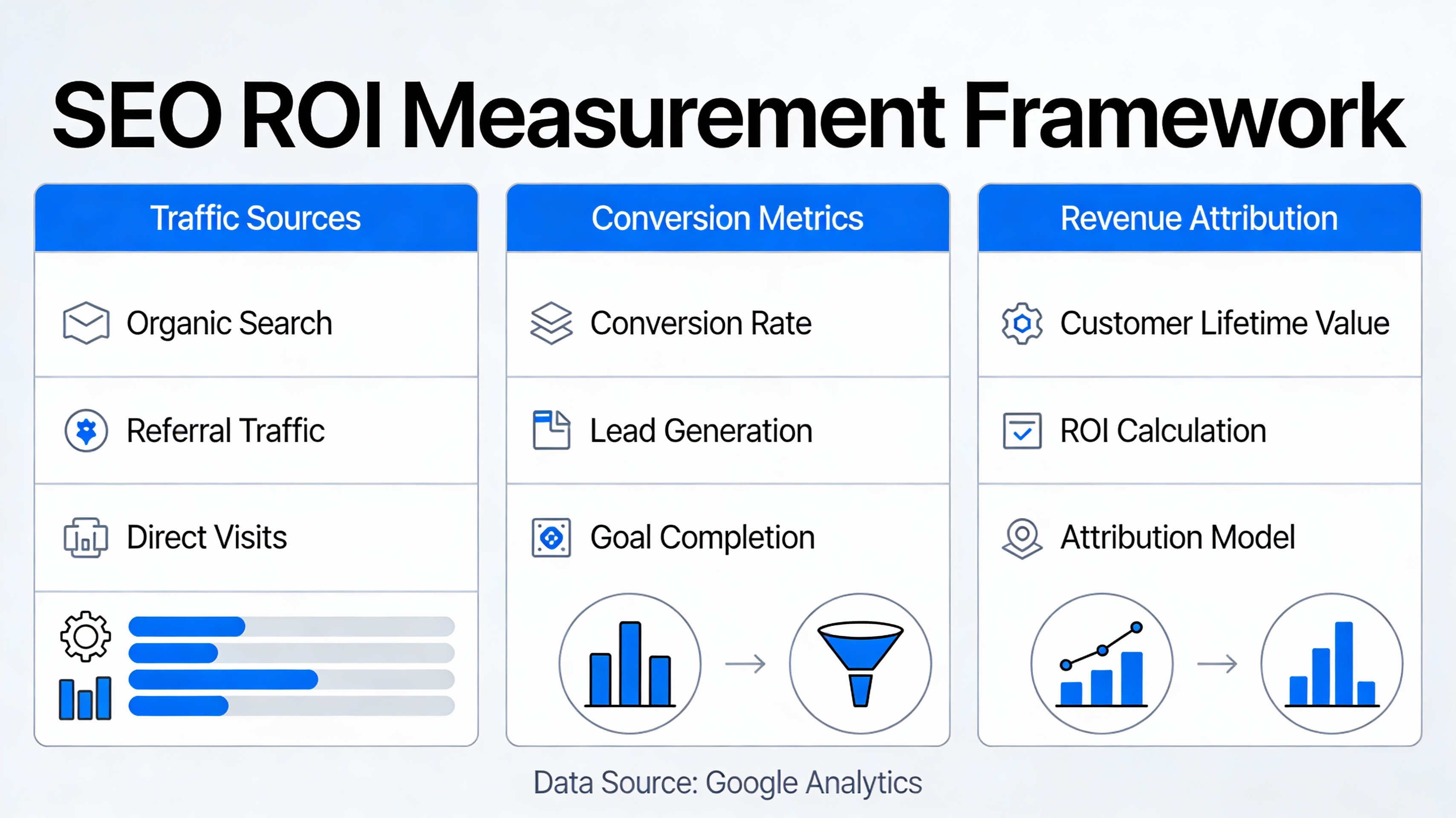 Diagram of SEO ROI measurement framework