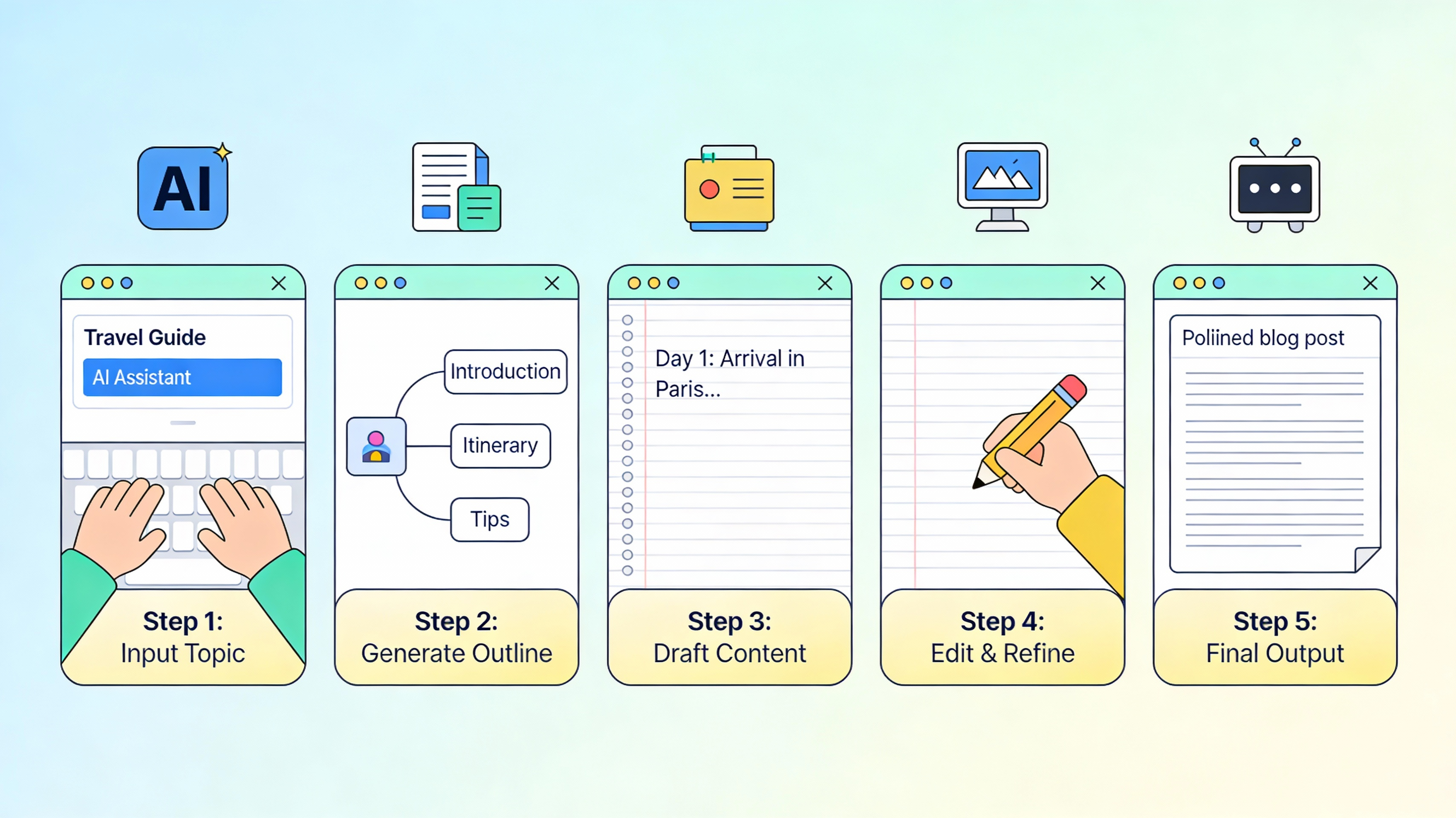 AI content creation workflow diagram